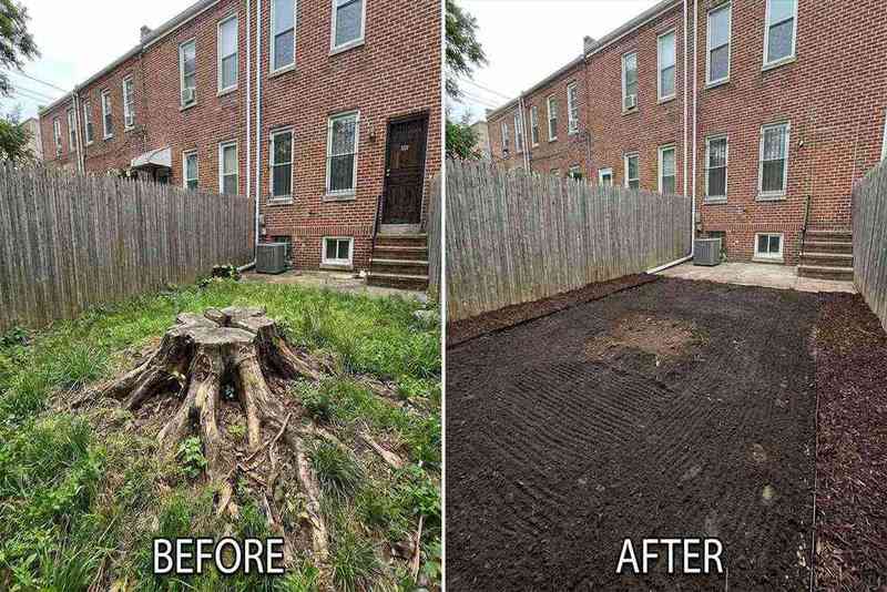 Residential yard after tree stump and root removal