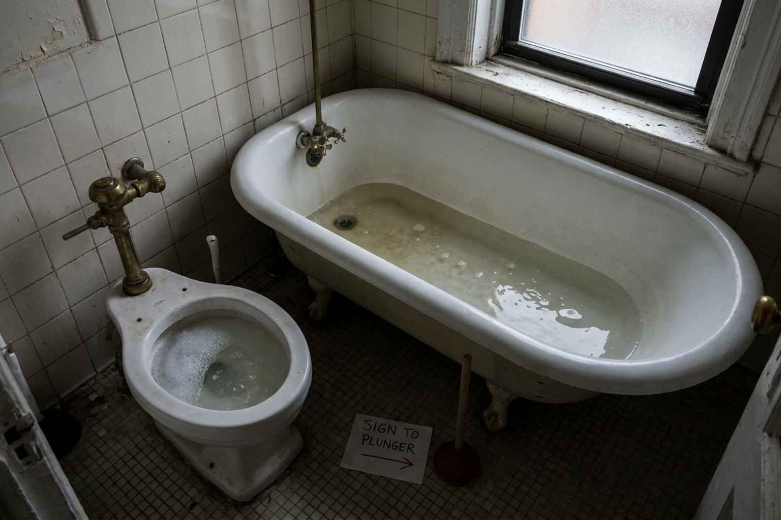 Gurgling toilet with slow drain, a warning sign of sewer root intrusion